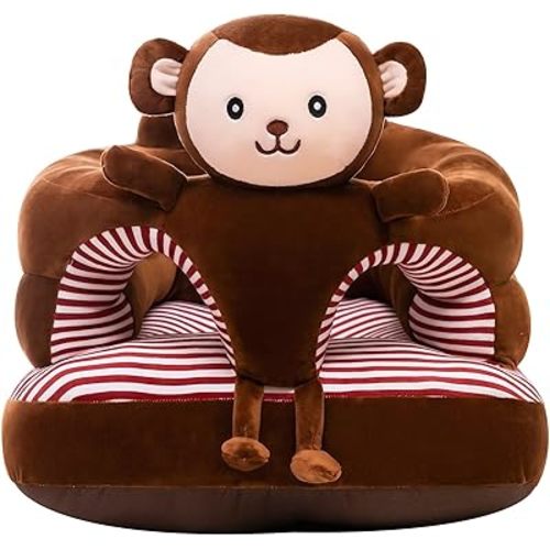 Baby Support Seat, Cute Baby Sofa Chair for Sitting Up, Comfy Plush Infant Seats (Monkey,W17.5 x H17.5)
