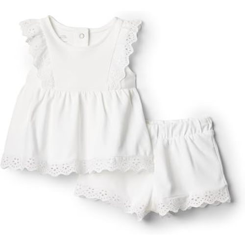 Amazon Essentials x Sofia Grainge Toddlers and Baby Girls' Cotton Eyelet Top & Shorts Play Set, Multipacks