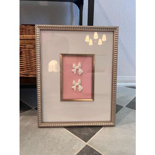 Framed Porcelain Intaglio Art: Champagne Gold Scalloped Frame