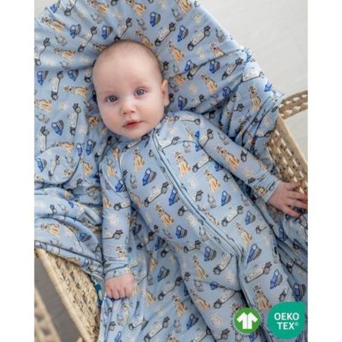Lev Baby Infant Boys' Buttery Soft Police Double Zipper Footie Pajama Blue Newborn