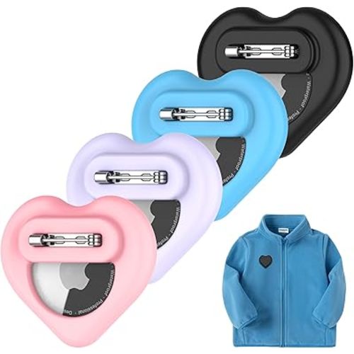 DDJ for AirTag Kids Hidden Case, 4 Pack for Apple Air Tag Tracker Holder for Kids with Invisible Pin, Anti Lost, for Children, Elderly, Shoes, Luggage, Pets Collar (Black Blue Pink Purple)