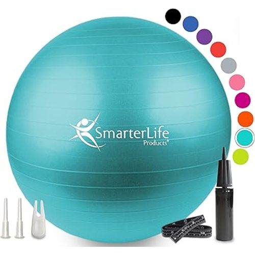 SmarterLife Exercise Ball Yoga Ball for Fitness, Balance, Stability, or Pregnancy, Gym Ball for Core Workout, Physical Therapy, Yoga Ball Chair for Office, Anti-Slip Anti-Burst