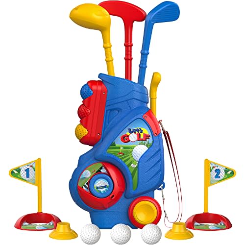 Liberry Toddler Golf Clubs Set Toy for 1 2 3 4 Years Old Boys Girls, Blue | Upgraded Kids Golf Cart, Shoulder Strap Design, Indoor and Outdoor Sports Game, Birthday Gifts for Baby
