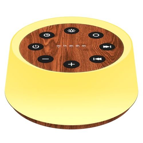 ColorsNoise Sound Machine and White Noise Machine with 30 Soothing Sounds with 12 Colors Baby Night Light with Memory Function (T-Wood)
