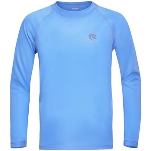 Boys UPF 50+ Swim Shirt Long Sleeve, 1 or 2 Pack UV Sun Protection Rash Guard, Youth Kids SPF Water Shirts for Beach Surf