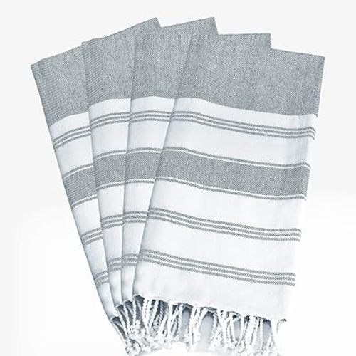 GLAMBURG Peshtemal Turkish Towel Cotton Beach Towels Oversized 36x71 Set of 4, Cotton Beach Towels for Adults, Soft Durable Absorbent Extra Large Bath Sheet Hammam Towel - Charcoal Grey