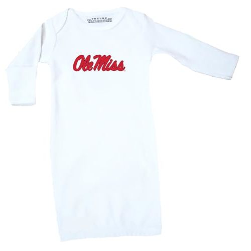 Mississippi Ole Miss Rebels Collegiate Licensed Baby Layette Gown 0-3 Months White