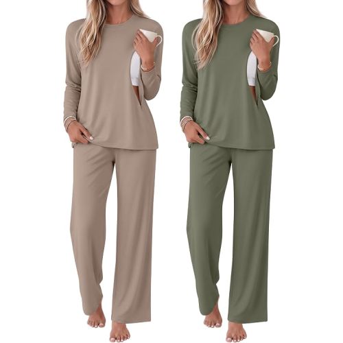 2 Pack Maternity Nursing Pajamas Set