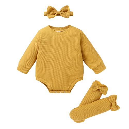 Happy Town Baby Girl Romper First Birthday Outfit Long Sleeve Bubble Sweatshirt Headband Sock Newborn Fall Winter Clothes
