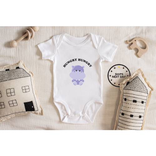 Hippo Baby Bodysuit Baby boy girl unisex Clothes New pregnancy announcement baby shower gift idea Bodysuit 216