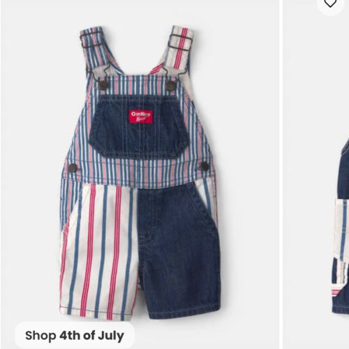 Baby Patchwork Striped Shortall - Red/White/Blue - OshKosh B'gosh | Carter's