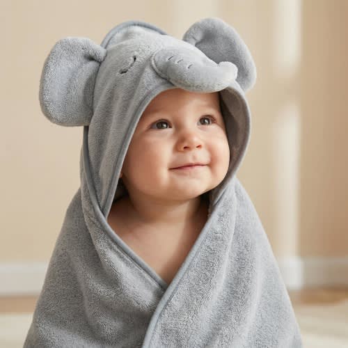 Cartoon Animal Hooded Baby Bath Towel, Ultra Soft Coral Fleece Infant Wrap