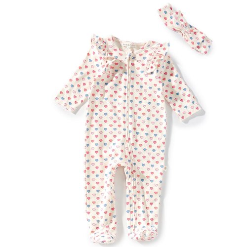 Adventurewear 360 Baby Girls Multi Heart Footie Coverall