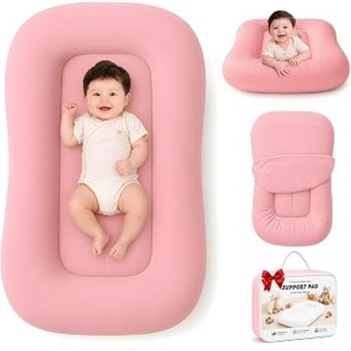 Amazon.com: Mapotf Baby Lounger for Newborns 0-24 Months - Baby Essentials | Soft Breathable Cotton Infant Support Cushion for Tummy Time & Play, Portable Infant Lounger - Dusty Rose (Cover Included) : Baby