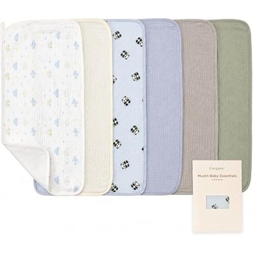 Exegawe Baby Muslin Burp Cloths 6 Pack, 20 x 11 in(Panda Car Set)