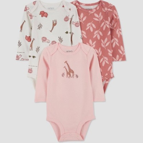 Carter's Just One You® Baby Girls' 3pk Long Sleeve Bodysuit, Color: Pink, Size: 3M