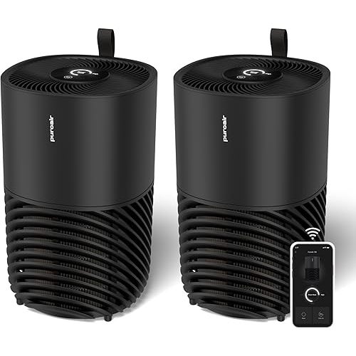 PuroAir 130i HEPA Air Purifiers for Home Pets - Covers Up To 600 Sq Ft - Filters Up To 99.9% of Pollutants, Smoke, Pollen, Dust - Quiet HEPA Air Filter - Air Purifiers for Bedroom (2 Pack)
