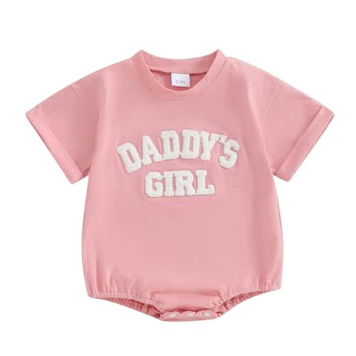 Sejardin Newborn Baby Girl Romper Daddys Girl Summer Clothes Short Sleeve Round Neck Playsuit Infant Girl Outfit
