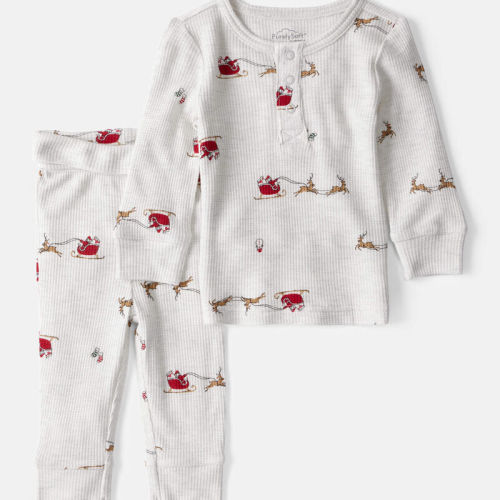 Grey Baby 2-Piece Sleigh Print PurelySoft Tee & Pant Set - Grey | Carter’s Oshkosh Canada