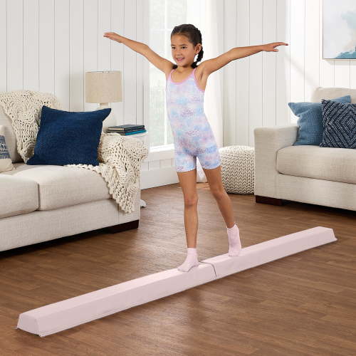 Best Choice Products 8ft Folding Floor Balance Beam 2-Panel for Gymnastics Practice, Exercise Smoky Quartz