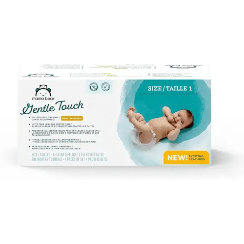 Amazon Brand - Mama Bear Gentle Touch Diapers, Size 1, 200 Count (4 packs of 50)