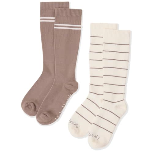 Kindred Bravely Compression Socks 2-Pack | Graduated Compression Socks for Circulation Pregnancy Travel (Taupe & Ivory, Small)