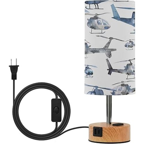 Touch Control Table Lamp Helicopter Airplane Pattern LED Bulb Dimmable Nightstand Bedside Desk Lamps for Living Room Bedroom Kids Room Office