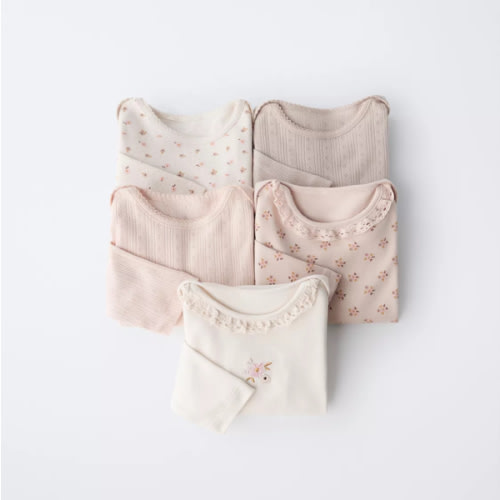 FIVE-PACK OF FLORAL PRINT BODYSUITS - Dusty pink | ZARA United States