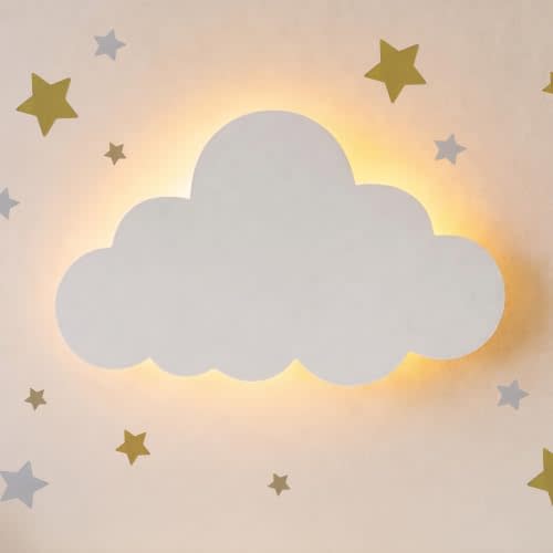 KALEOLI Cloud Night Light for Nursery - Dimmable & Rechargeable Kids Wall Lamp for Bedtime Routines - Crib & Baby Room Decor Night Light - 68Pcs Star Wall Decals Included