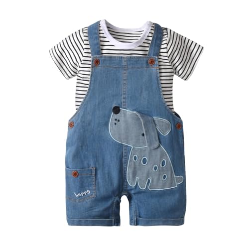 LvYinLi Cute Baby Boy Clothes Suit Toddler Boys' Striped long Sleeve T-Shirt+Denim Overalls Jumpsuit Pants Outfits Sets