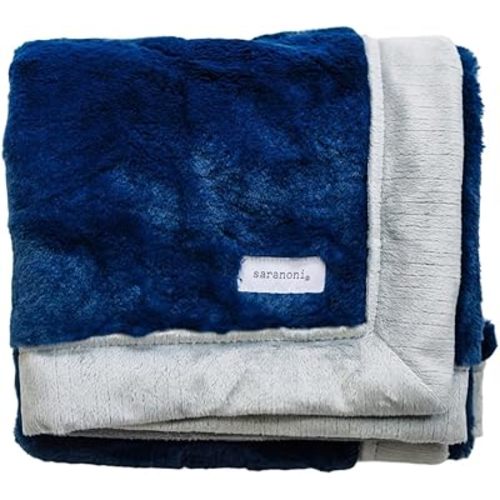SARANONI Luxury Security Blankets for Babies | Ultra-Soft Lush and Boutique Quality Baby Blanket | Navy Gray, Mini - 15" x 20"