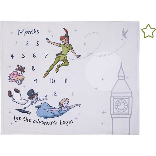 Disney Peter Pan White Let The Adventure Begin Super Soft Photo Op Milestone Baby Blanket