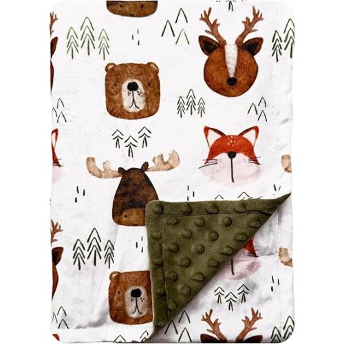 Baby Blanket for Boys Girls,Soft Minky Blanket with Double Layer Dotted Backing for Infant Toddler Nursery Crib (Forest, 30 * 40 inch)