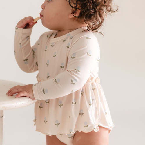 Infant Long Sleeve and Skirt Onesie in Hydrangea Dream – Silks Design