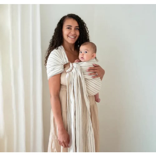 Beargrass Ring Sling Baby Carrier - Ivory Pinstripe Print | hope&plum