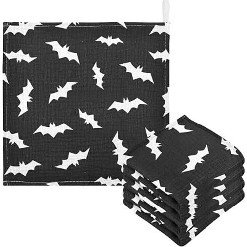 Baby Halloween Bats Washcloths Burp Cloths, 5 Pack