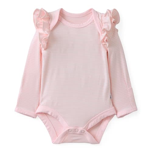 Little Sleepies Flutter Bodysuit, Viscose from Bamboo Long Sleeve Bodysuit for Baby Girl, Outfit Baby Clothes