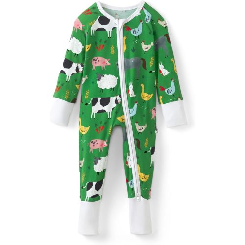 Little Sleepies Pajamas for Baby Boys & Girls, Viscose from Bamboo Baby Pajamas, Sleepers, 2-Way Zipper PJs-Farm Animals