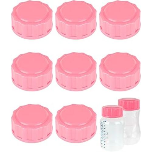 Travel and Storage Bottle Caps Compatible with Avent Baby Bottles, Bottle Lids Replacement, 8 Count, Pink