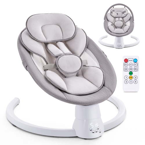 OTHER LOVE Electric Baby Swing for Infants, 5 Speeds Baby Swing with Remote Control, 10 Lullabies, Gray
