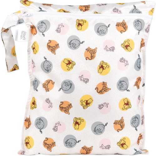 Bumkins Disney Waterproof Wet Bag for Baby, Travel, Swim Suit, Cloth Diapers, Pump Parts, Pool, Gym Clothes, Toiletry, Strap to Stroller, Daycare, Zip Reusable Bag, Packing Pouch, Winnie the Pooh