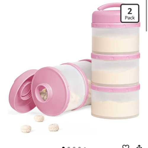 Termichy Stackable Formula Dispenser Portable Milk Powder Container, 2 Pack, Baby Pink