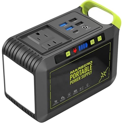 MARBERO Portable Power Station 88Wh Camping Lithium Battery Solar Generator Fast Charging with AC Outlet 120W Peak Power Bank(Solar Panel Optional) for Home Backup Outdoor Emergency RV Van Hunting