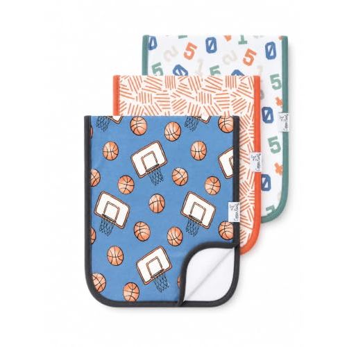 Copper Pearl Premium Baby Burp Cloths - 3-Pack Large Cotton Burp Cloths, Extra Soft Spit Up Rags with 3 Absorbent Layers, Perfect for Baby Boy and Baby Girl Gifts (21" x 10" Size, Dunk Set)