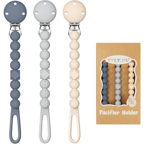 TYRY.HU One Piece Design Silicone Pacifier Holder Clip for Baby 0+ Months
