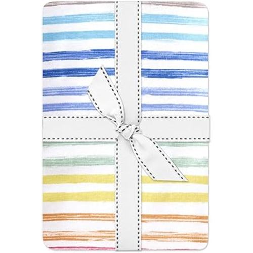 Frankie Fitted Crib Sheet 100% Organic Cotton for Baby & Toddler Mattress, Breathable for Boys & Girls, Sunny Blue Rainbow, One Size