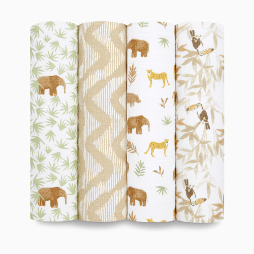 Essentials Cotton Muslin Swaddles (4 Pack) - Tanzania