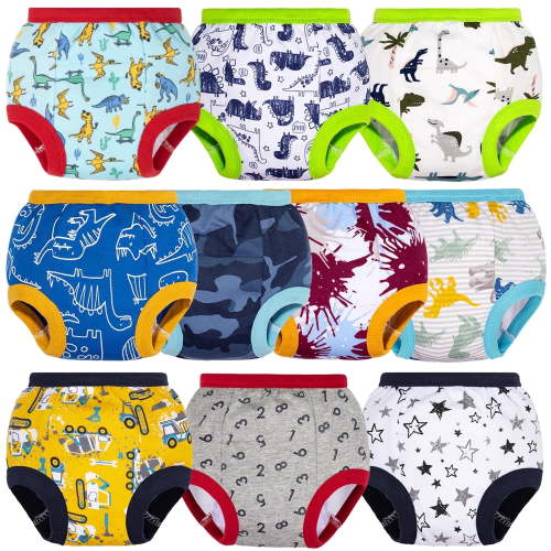 BIG ELEPHANT Baby Boys Potty Training Pants, Toddler Cotton Soft Training Underwear, 10-pack, Size 2T