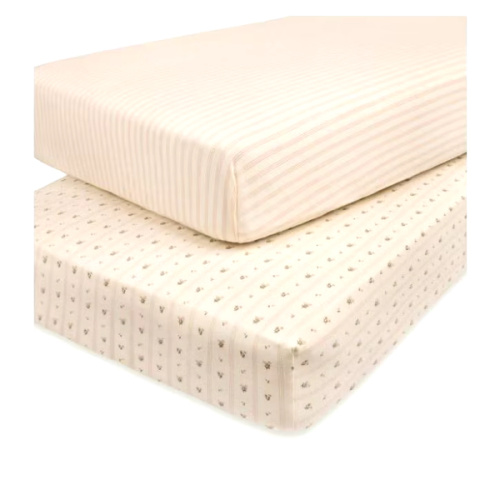 Ely's & Co. Baby Fitted Crib Sheet 100% Combed Jersey Cotton - linear floral color