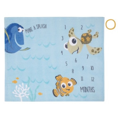 NoJo Disney Finding Nemo Blue Make a Splash Super Soft Photo Op Milestone Baby Blanket